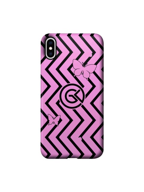 

CelfieDesign Pink & Black Bolt Printed iPhone XS Max Slim Back Case