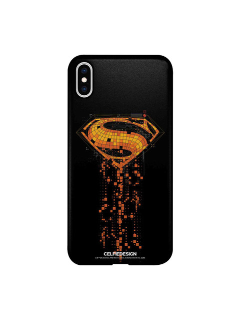 

CelfieDesign Black & Orange Superman Printed iPhone XS Max Slim Back Case