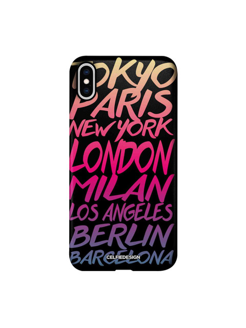 

CelfieDesign Black & Pink Fashion Cities iPhone XS Max Slim Back Case
