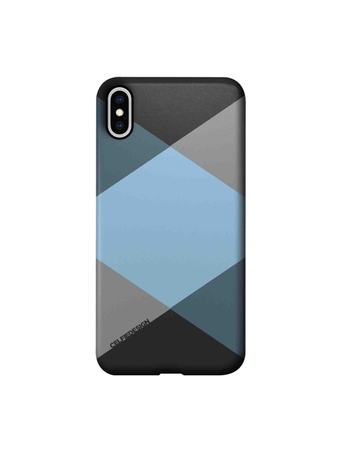 

CelfieDesign Blue & Grey Criss Cross iPhone XS Max Slim Back Case