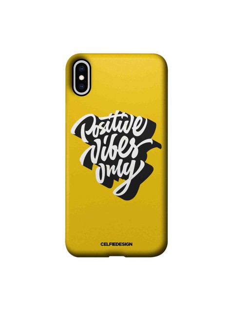 

CelfieDesign Yellow & White Printed Positive Vibes only iPhone XS Max Slim Back Case