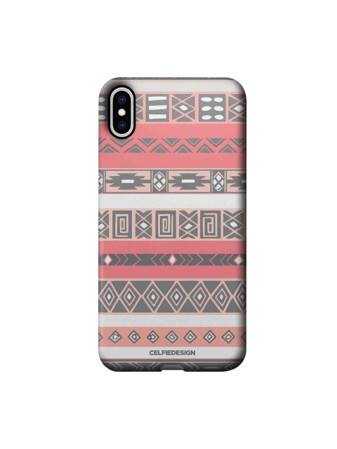 

CelfieDesign Peach-Coloured & White Aztec Printed iPhone XS Max Slim Back Case