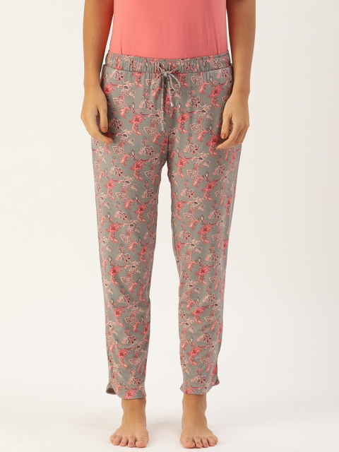 

Enamor Women Grey & Pink Printed Lounge Pants