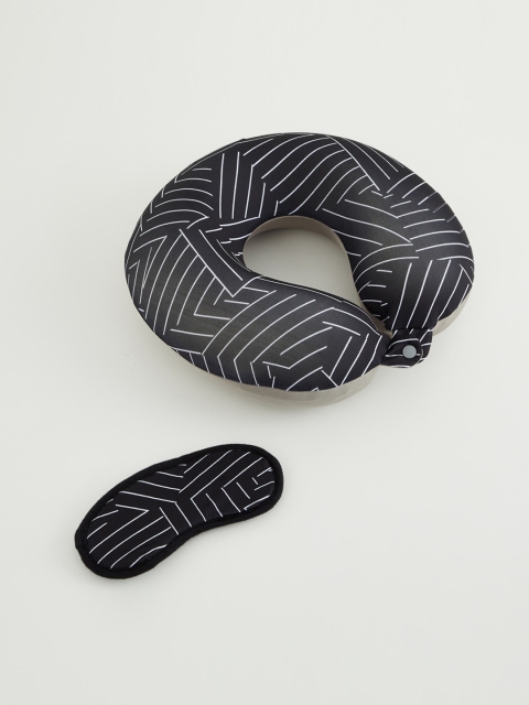 

Home Centre Grey Printed Memory Foam Neck Pillow with Eye Mask