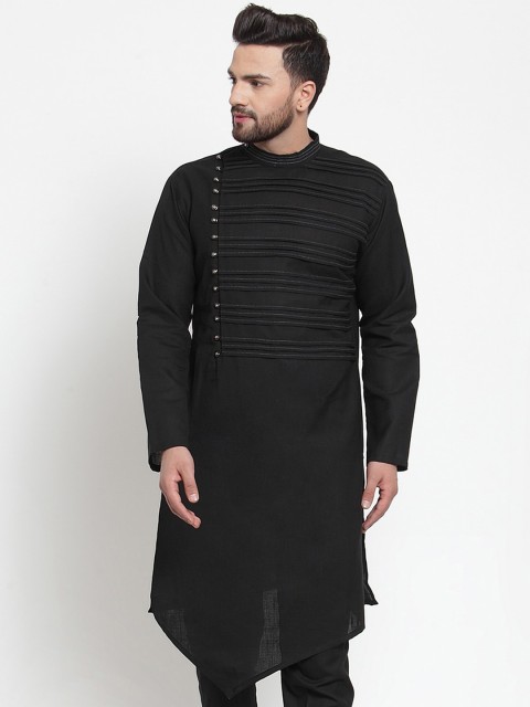 

TREEMODA Men Black Flared Sleeves Thread Work Kurta
