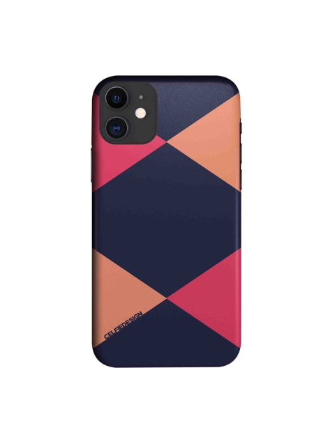 

CelfieDesign Navy Blue & Pink Criss Cross iPhone 11 Max Slim Back Case