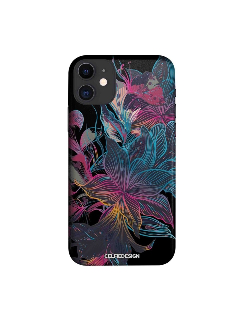 

CelfieDesign Black & Pink Neon Flowers iPhone 11 Slim Back Case