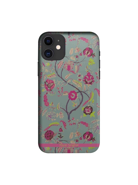 

CelfieDesign Grey & Pink Payal Singhal Chintz Printed iPhone 11 Slim Back Case