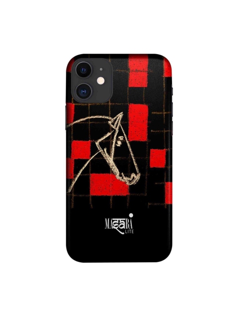 

CelfieDesign Black & Red Masaba Red Checkered Horse iPhone 11 Slim Back Case