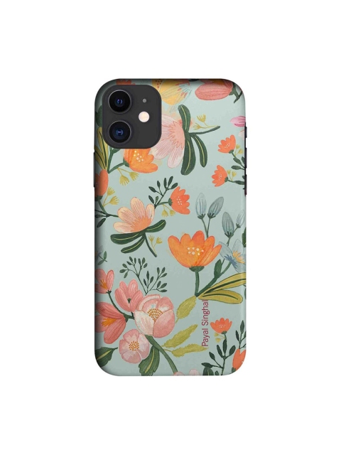 

CelfieDesign Blue & Pink Payal Singhal Aqua Handpainted Flower Printed iPhone 11 Slim Back Case