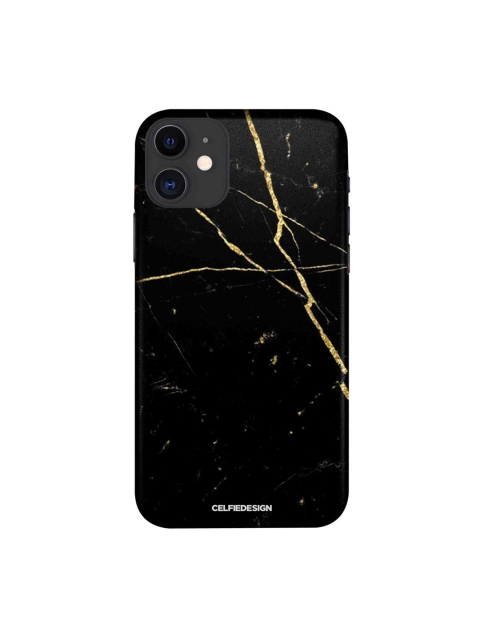 

CelfieDesign Black & Gold-Toned Marble Black Onyx iPhone 11 Back Case