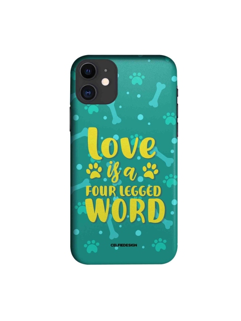

CelfieDesign Navy Teal & Yellow Love Is A Four Legged Word iphone 11 Slim Back Case