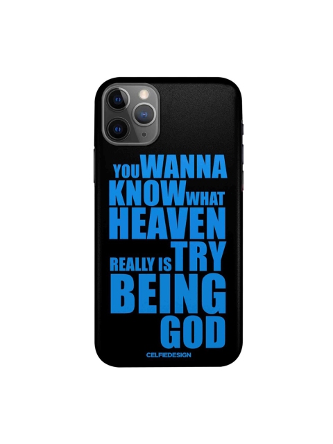 

CelfieDesign Black & Blue Try Being God Printed iPhone 11 Pro Slim Back Case