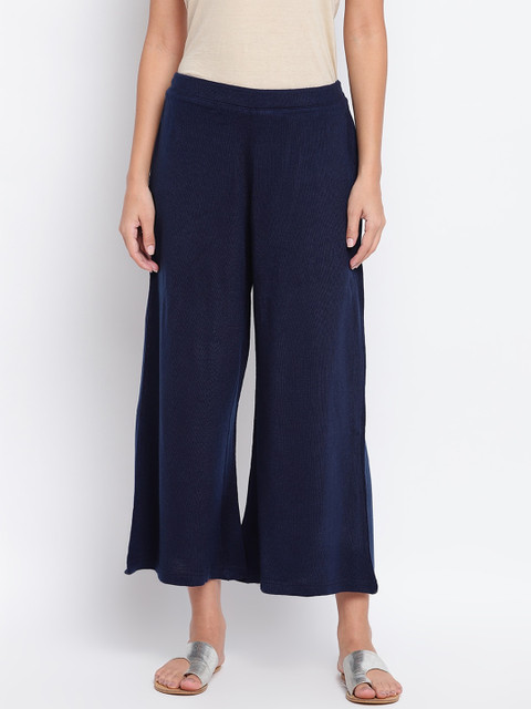 

IMARA Women Navy Blue Skinny Fit Culottes Trousers