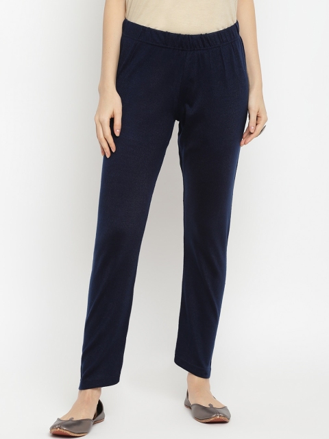 

IMARA Women Navy Blue Solid Trousers