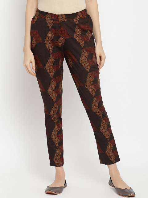 

IMARA Women Brown Ethnic Motifs Printed Trousers