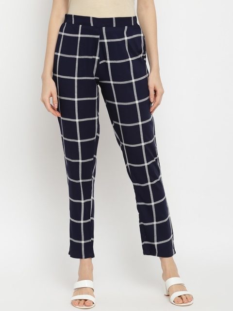 

IMARA Women Blue Checked Trousers