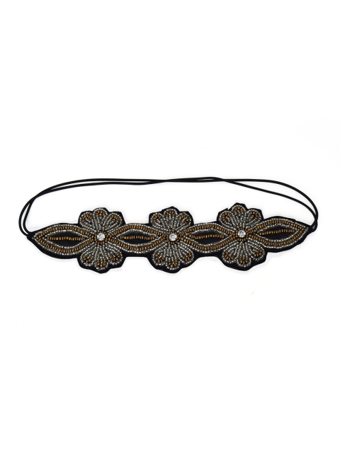 

Diwaah Women Black & Gold-Toned Beaded Embellished Hairband