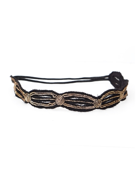 

Diwaah Women Black & Gold-Toned Embellished Hairband