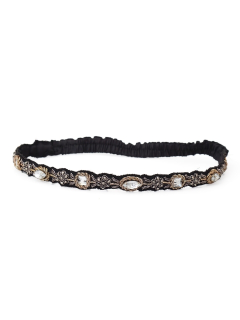 

Diwaah Women Black & Gold-Toned Embellished Hairband