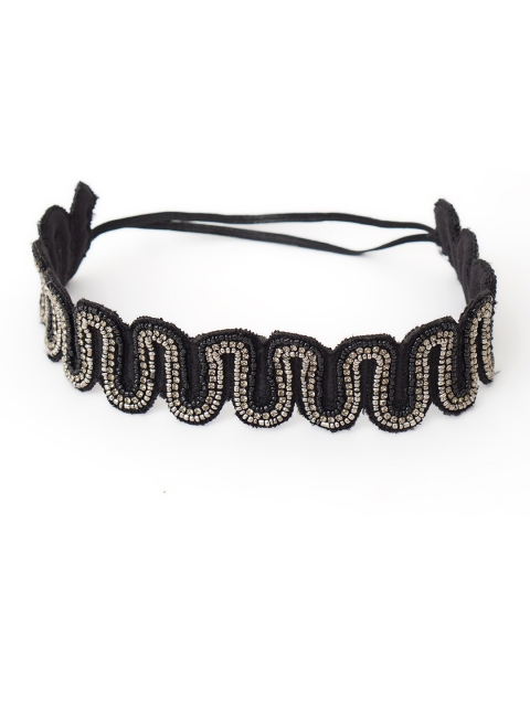 

Diwaah Women Black & Silver-Toned Embellished Hairband