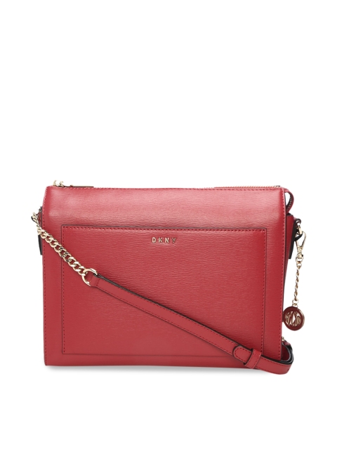 

DKNY Red Leather Structured Sling Bag