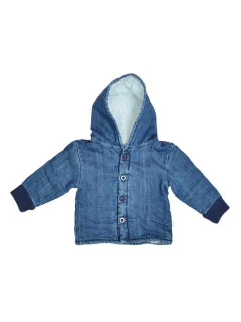 

candy cot Unisex Kids Blue Washed Striped Organic Cotton Outdoor Denim Jacket