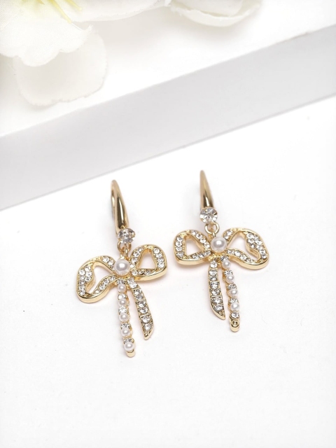 

AVANT-GARDE PARIS Gold-Plated & White Contemporary Drop Earrings
