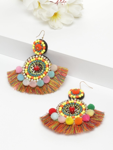 

AVANT-GARDE PARIS Multicoloured Contemporary Chandbalis Boho Long Tassel Earrings, Multi