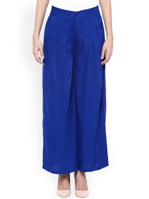 

Libas Women Blue Solid Straight Fit Palazzo Trousers