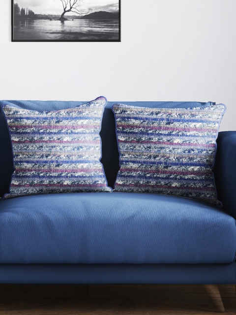 

BIANCA Blue & Multicoloured Set of 2 Abstract Square Cushion Covers