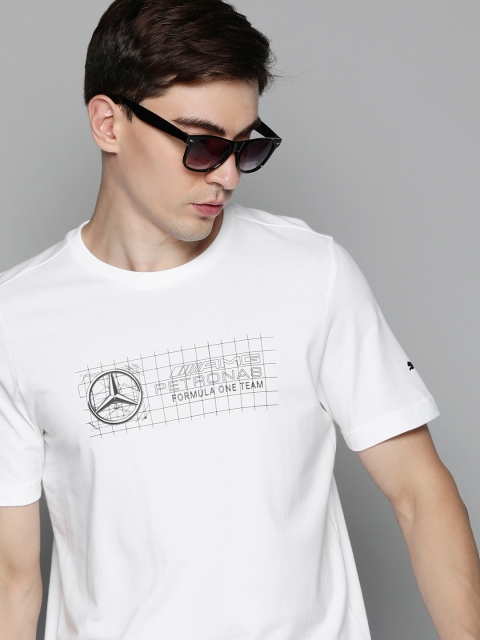 

PUMA Motorsport Men White Mercedes AMG Petronas F1 Logo Printed Round Neck T-shirt