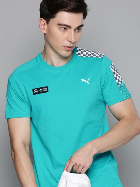 

PUMA Motorsport Men Teal Green Brand Logo Printed Mercedes F1 T7 Casual T-shirt