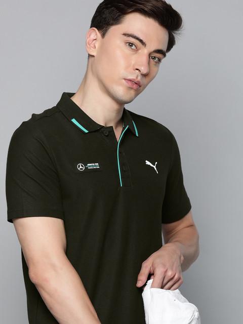 

PUMA Motorsport Men Black Brand Logo Printed Polo Collar T-shirt