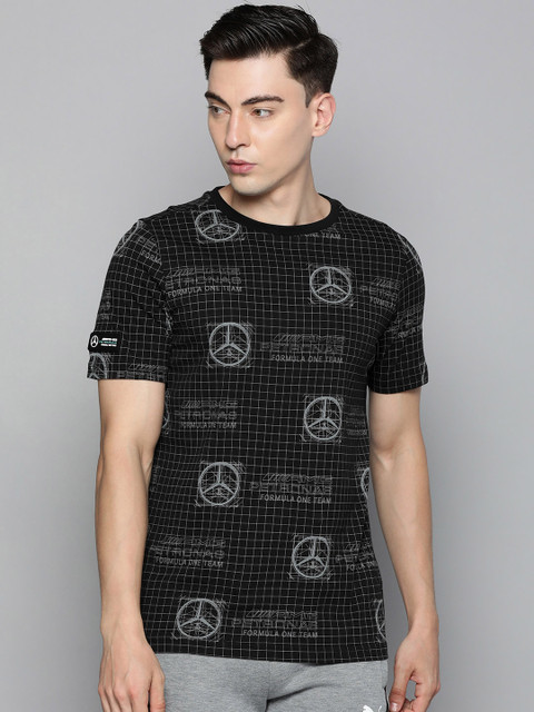 

PUMA Motorsport Men Black & Grey Mercedes F1 Printed Logo Printed T-shirt