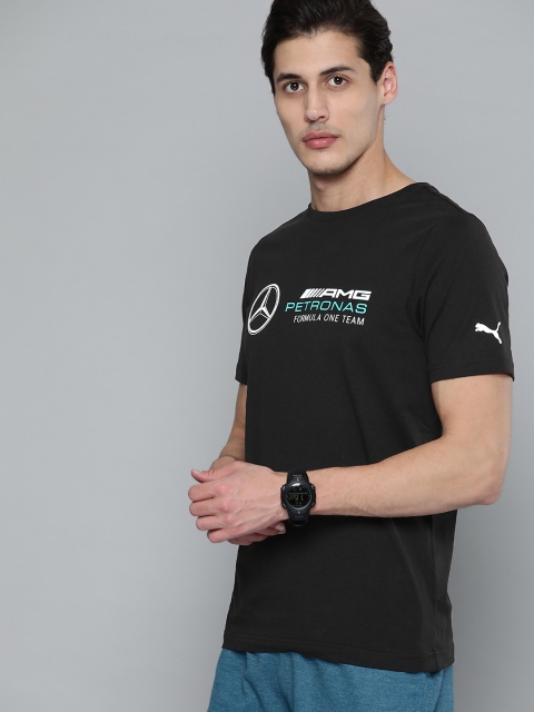 

PUMA Motorsport Men Black Typography Printed Mercedes F1 Essentials Casual T-shirt