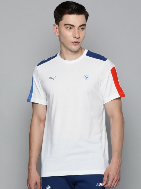 

PUMA Motorsport Men White & Blue BMW T7 Colourblocked Motorsport T-shirt