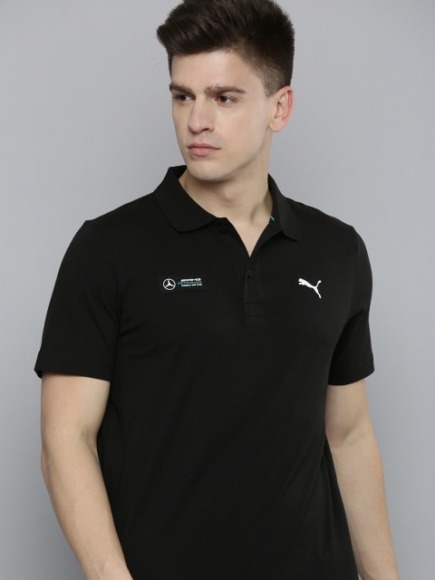 

PUMA Motorsport Men Black Brand Logo Printed Polo Collar Casual T-shirt