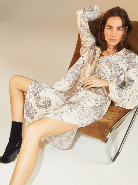 

H&M Women Beige Oversized Shirt Dress