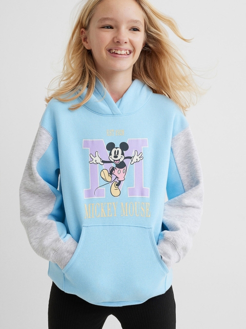 

H&M Girls Blue & Pink Mickey Mouse Oversized Printed Hoodie