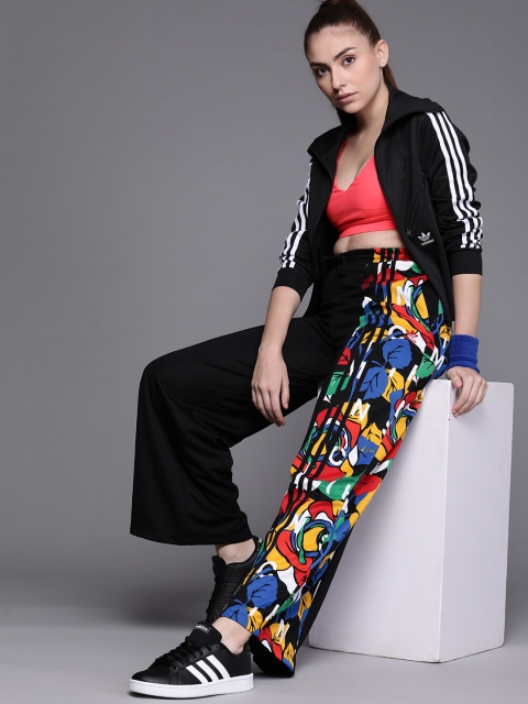 

ADIDAS Originals Women Black & Red Conversational Print Flared Hem Track Pants