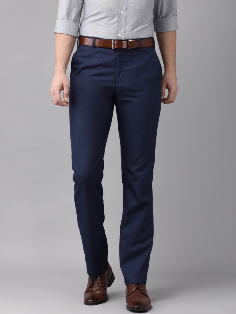 

Park Avenue Men Navy Blue Self-Design Smart Fit Formal Trousers