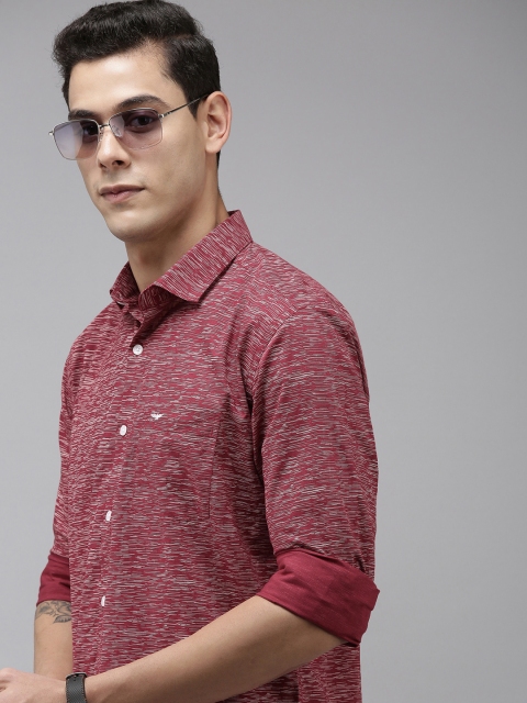 

Park Avenue Men Maroon Self Designed Slim Fit Formal Shirt