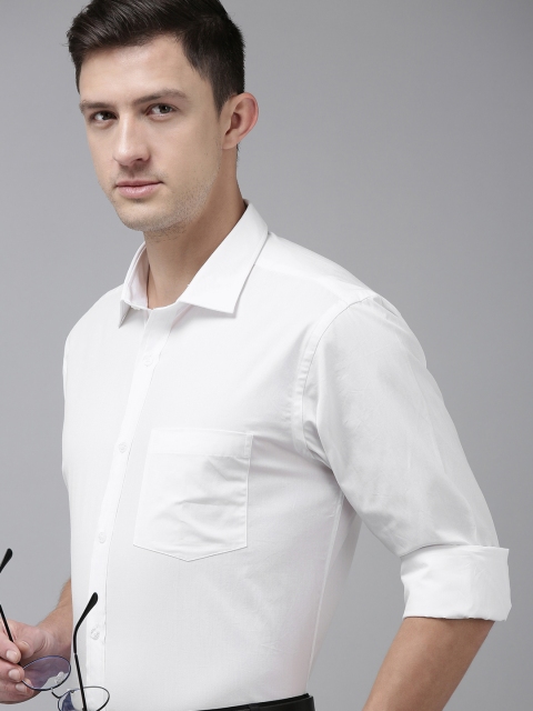 

Park Avenue Men White Solid Pure Cotton Slim Fit Formal Shirt
