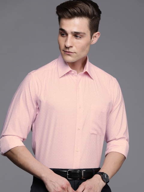 

Raymond Men Pink Slim Fit Micro Ditsy Opaque Self Design Pure Cotton Formal Shirt