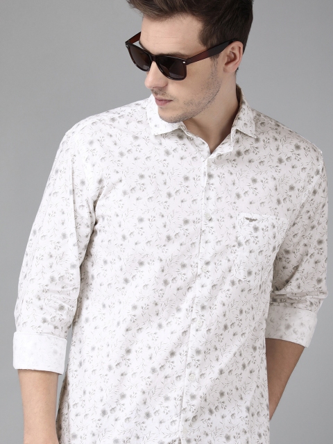 

Park Avenue Men White Slim Fit Floral Printed Casual Shirt