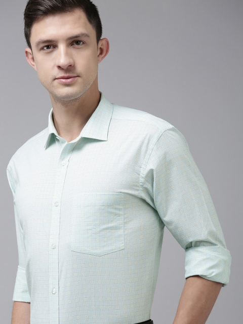 

Park Avenue Men Green Slim Fit Checked Pure Cotton Formal Shirt