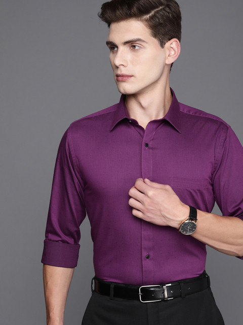 

Raymond Men Dark Violet Slim Fit Micro Ditsy Opaque Self Design Pure Cotton Formal Shirt