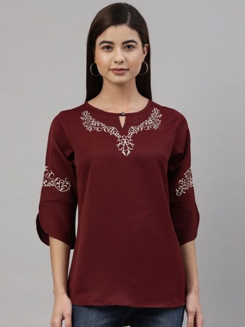 

GOLDSTROMS Maroon Embroidered Top