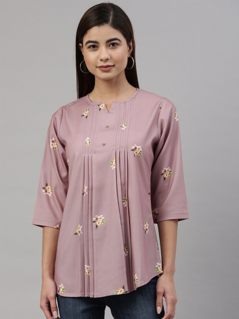 

GOLDSTROMS Women Pink Floral Printed Tunic Top